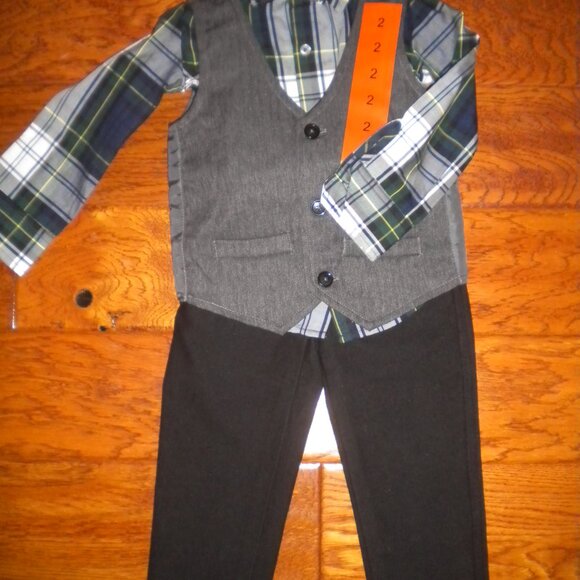 Andy & Evan Boys Toddler size 2 Gray Green 4 Piece Suit Set NWT - Picture 2 of 4